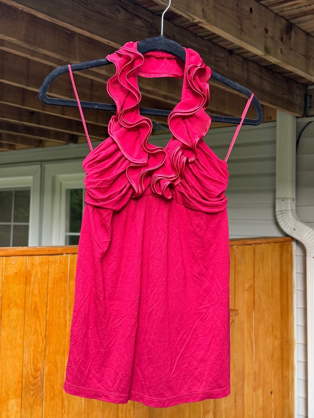 EXPRESS Y2K NWT Plunge Ruffle Halter Top Romantic 2000s Dead Stock